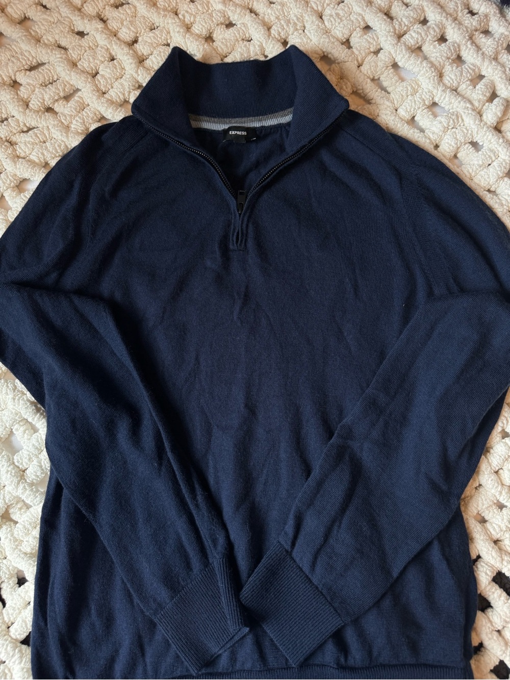 Express Men’s Navy Zip-Neck Sweater